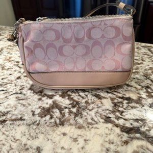 USED Coach small pink demi pouch, style 6094
